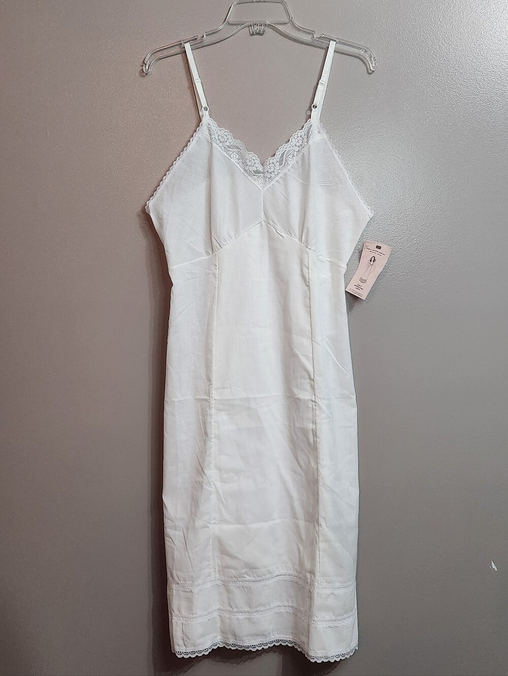 Vintage 80s Sears White Lace-Trim Slip Size 38 NWT! Made In USA!